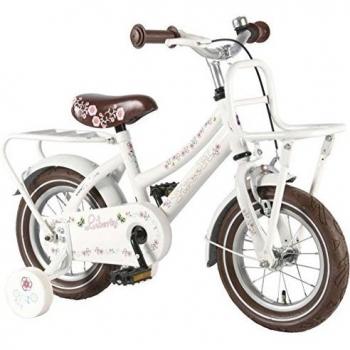 bicicleta del niña 3 4 años de 12 pulgadas ruedas extraíbles portaequipajes de techo delantera y trasera blanco