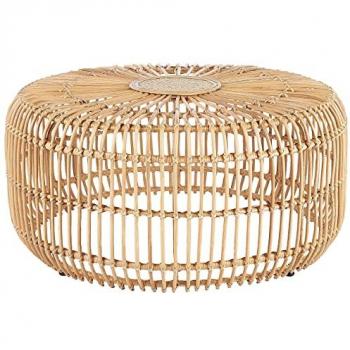 Mesa de centro de ratán natural 85 cm redonda hecha a mano para interiores y exteriores estilo Randazzo