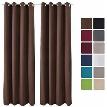 Cortina Térmica de Ojales Beautissu - 2 Piezas - Medidas 140x245 cm - Color Marrón