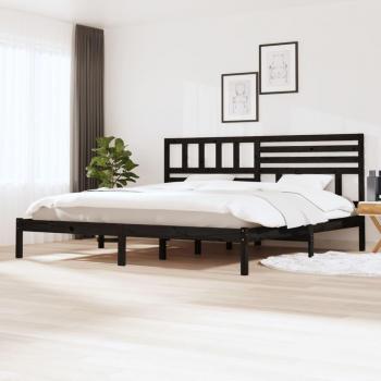 Estructura de cama Super King 180x200 cm de madera maciza de pino en color negro y blanca