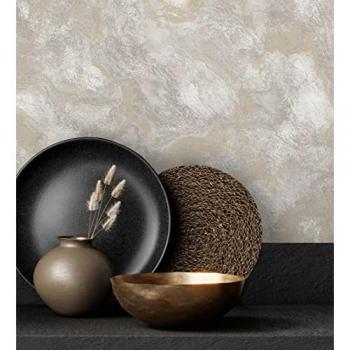 Muestra DIN A4 de Papel Pintado Vinílico Efecto Estuco Gris en Relieve con Vetas Metalizadas - Neptune Stone Texture 676357 de GAULAN
