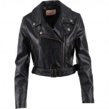 Black Leather Jacket, Female, Size: L