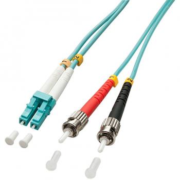 Cable de Fibra Óptica Dúplex LC - ST OM3 3m Turquesa 50/125µm