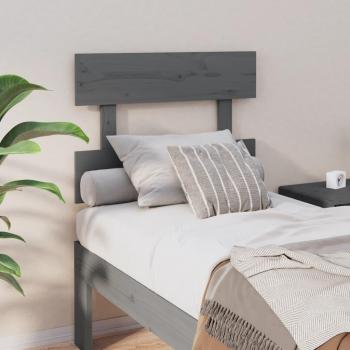Cabecero para cama madera maciza de pino gris 93,5x3x81 cm