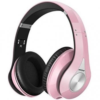 Mpow 059 Auriculares Diadema Bluetooth con Micrófono CVC 6.0, 25 hrs de Duración, Sonido Estéreo, Auriculares Diadema Inlámbricoa para TV, Cascos Bluetooth Diadema Plegable para Skype/PC/Móvil, Rosa