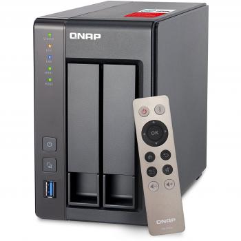 QNAP TS-251+ 2-Bay Desktop NAS Tower with 2GB RAM, Intel Celeron Quad Core CPU, Ethernet LAN, SATA 6Gb/s - Grey