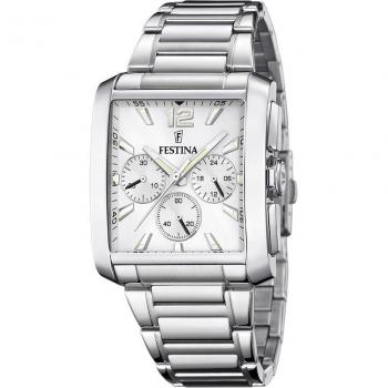 Reloj Festina Timeless Chronograph F20635/1 para Hombre, Analógico, Esfera Plateada, Correa de Acero Plateado