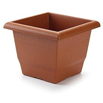 Maceta de plástico cuadrada 30 cm de diámetro sin plato color marrón
