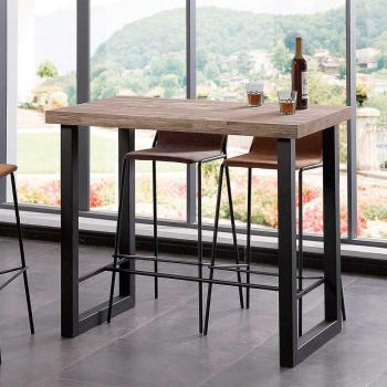 Mesa Alta De Comedor Loft Diseño Nórdico Roble American/Negro 100X120x70 Cm