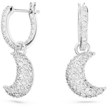 Pendientes Luna de Swarovski, bañados en rodio, con cristales blancos y diseño de media luna