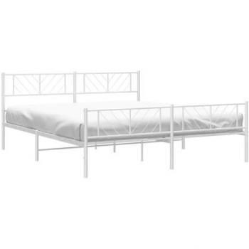 vidaXL Metal Bed Frame without Mattress with Footboard White 193x203cm