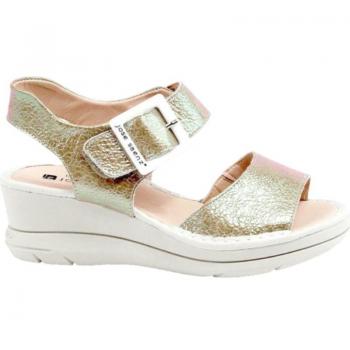 Sandalias de mujer Jose Saenz metalizadas confort color arena