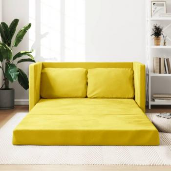 Sofá cama de suelo 2 en 1 terciopelo amarillo oscuro 122x204x55 cm