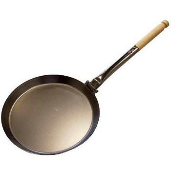 Sartén de Hierro Fundido XL con Asa Plegable de Madera para Cocinar al Aire Libre