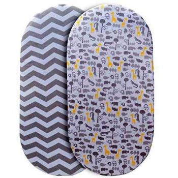 Momcozy Sábana Minicuna 75x33cm/80x46cm Ajustable para Colchón Capazo/Carro/Cochecito de bebé para Niños y Niñas, de 100% Algodón, Elástico se Adapta a Julius Zöllner, Träumeland, Alvi, FabiMax