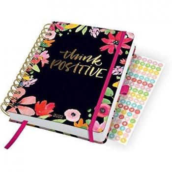 SIGEL J2600 Jolie agenda espiral 2022 - Flower Love - 120 g/m² - 16,8 x 21,5 cm - hardcover - 240 páginas - negro, pink