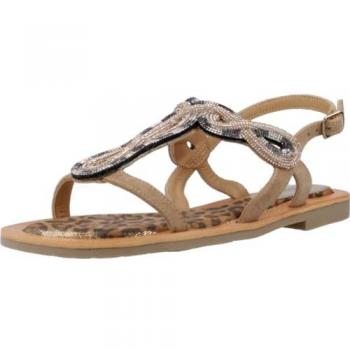 Sandalia de Ante y Estampado Moteado con Accesorio de Pedrería Multi Bronze para Mujer - CAFENOIR GC5003, Talla 36