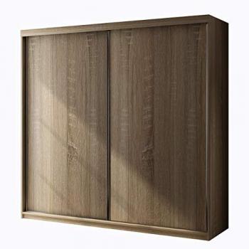 Armario Corredero Dover 108, Roble Sonoma, 200x200x62cm, Con Iluminación LED y 9 Estantes