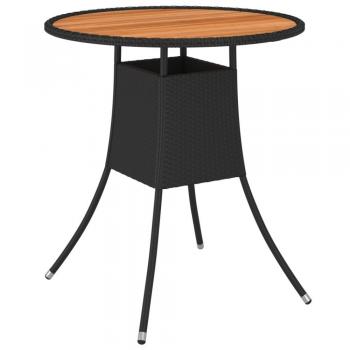 Mesa de comedor de jardín ratán sintético acacia negro Ø 70 cm