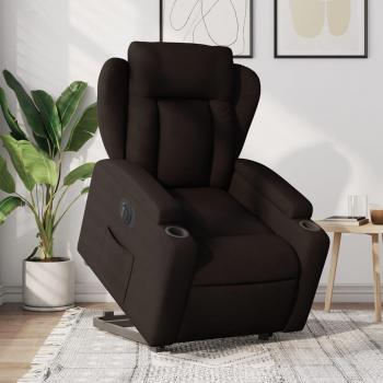 Sillón eléctrico reclinable elevable de tela en color gris claro, gris oscuro, negro y marrón oscuro - VidaXL