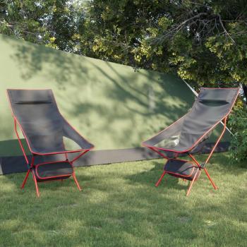 Sillas de camping plegables vidaXL 2 uds tela Oxford y aluminio color negro y rojo, negro y naranja, y más