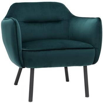 Sillón en tejido efecto terciopelo azul petróleo Laurens