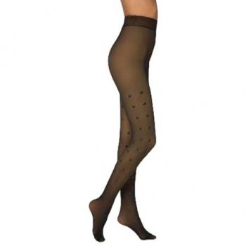 Panty térmico transparente efecto velado 160 den con estampado de corazones Ysabel Mora