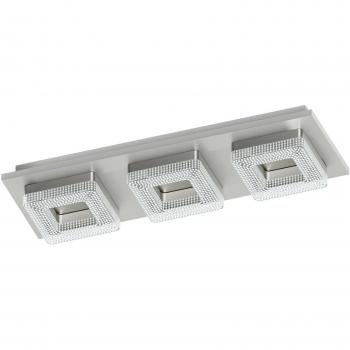 Plafón y Aplique LED Fradelo 3 Luces Cuadrado Cromo con Cristal, Luz Cálida Integrada