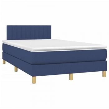 Cama box spring con colchón tela azul 120x190 cm Azul