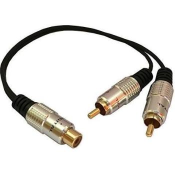 Handsome RCA hembra Jack a 2 RCA enchufe macho divisor de Audio y vídeo adaptador Cable corto