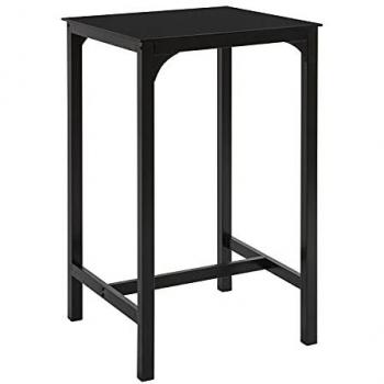 SoBuy OGT38-SCH Mesa de Comedor Cristal Templado/Metal Color Negro 60 x 60 x 100 cm Altura 100 cm
