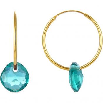 Pendientes Vanshy de Plata de Ley 925 con Cuarzo Hidrotermal Verde y baño de oro amarillo