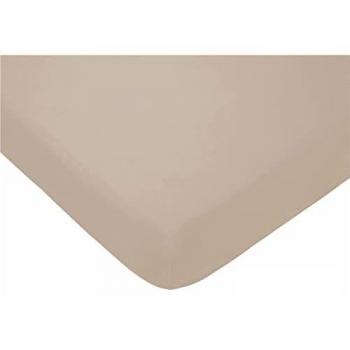 Sábana Bajera Ajustable 50% Algodón 50% Poliéster - Tacto Suave - Colores Lisos (Taupe - Cama 90x200+30cm)