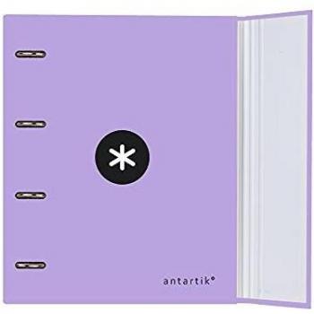 Carpeta con recambio y solapa liderpapel antartik a4 cuadro 5mm forrada 4 anillas redondas 40mm color lavanda
