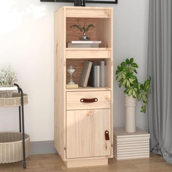 Aparador alto de madera maciza de pino 34x40x108,5 cm - Mueble de almacenaje para salón con puertas y cajón, buffet moderno, armario auxiliar y de almacenamiento