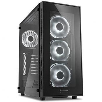 Sharkoon TG5 - Caja de Ordenador, PC Gaming, Semitorre ATX, Negro/Blanco