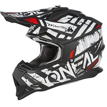 O'Neal Casco de Motocross 2SRS GLITCH V.23 Negro-Blanco, Norma de Seguridad ECE 22.06, Aberturas de ventilación para una refrigeración óptima, Talla XXL (