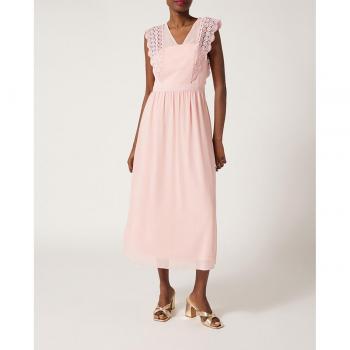 Vestido largo Naf Naf con puntillas rosa talla 42