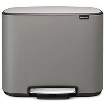 Brabantia Bo Pedal - Cubo de basura, Acero Inoxidable, 3 cubos interiores , Gris, 3 x 11 litros