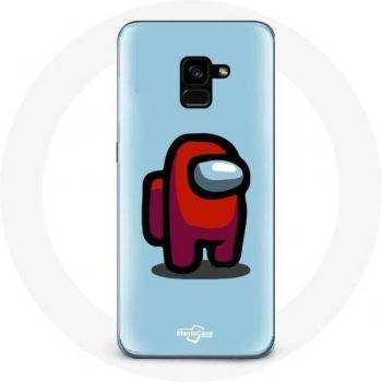 Funda para Samsung Galaxy A8 Plus Among Us Videojuego Fondo Azul