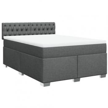 Cama box spring con colchón de tela gris oscuro 140x200 cm