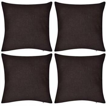 vidaXL 4 Fundas Marrones para Cojines de algodón Dimensiones 80 x 80 cm