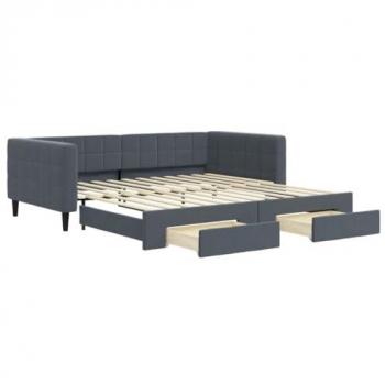 Sofá cama nido con cajones terciopelo gris oscuro 100x200 cm