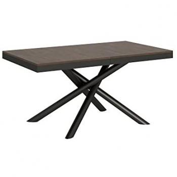 Mesa extensible 90x160/420 cm Famas Evolution con estructura antracita y acabado en nogal