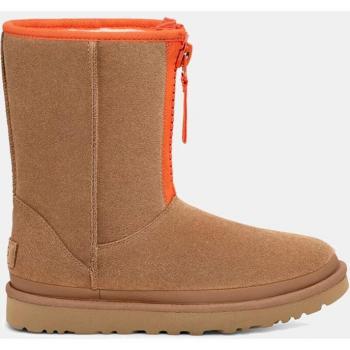 UGG Classic Short Zipper Women's Leather Boots with Tape Logo