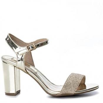 Sandalias de Mujer XTI 30572 Metalizadas en Plata y Dorado con Punta Abierta, Talla 38 EU