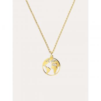 Collar Singularu Mundo - Colgante en Plata de Ley 925 con Bola del Mundo - Cadena de Talla Única - Joyas para Mujer - Hecho en España