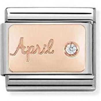 Charm Clásico de Oro Rosa con Diamante de Abril 43050804 - Joyería Hecha a Mano en Italia