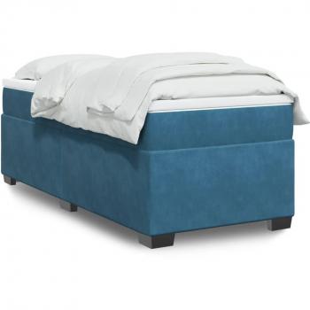 Cama box spring suave con colchón terciopelo azul oscuro 90x190 cm