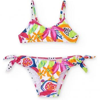 Bikini de niña Tuc Tuc Acid Bloom estampado con tirantes ajustables